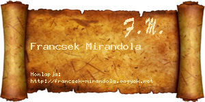 Francsek Mirandola névjegykártya